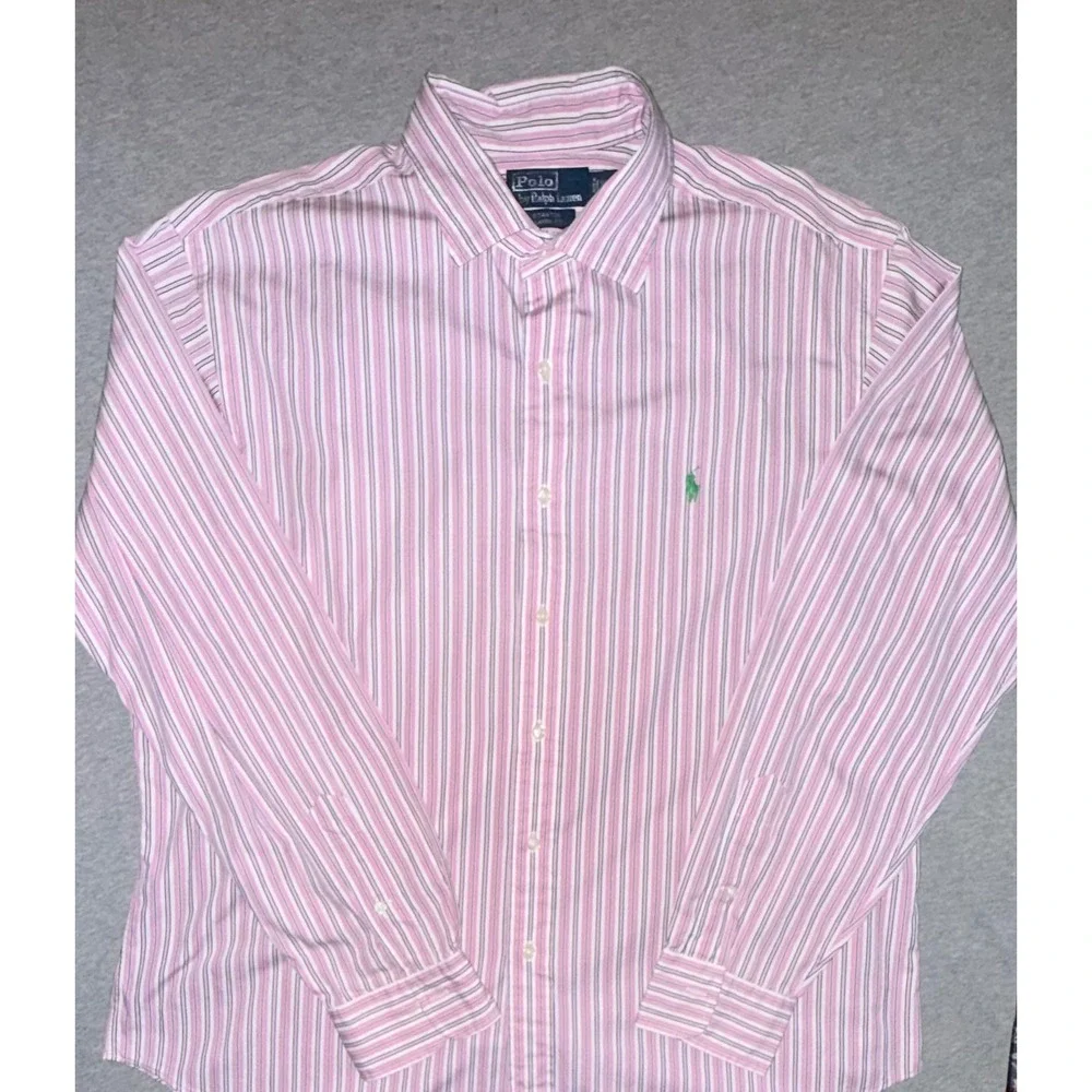 Polo Ralph Lauren Mens XL Stanton Classic Fit Pink Stripe Shirt Preppy Business